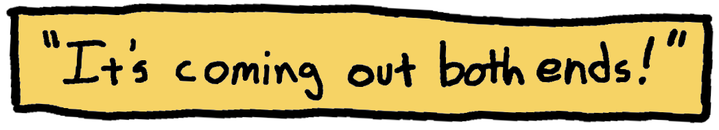 It's coming out both ends!